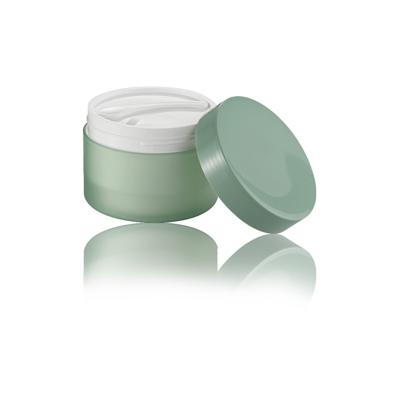 PJ-002I 150g 200g frasco de creme facial de parede dupla verde plástico PP